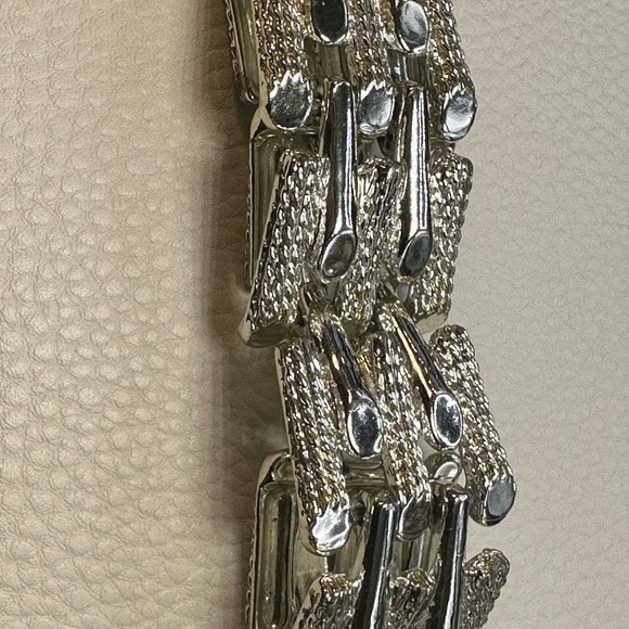 Classy, silver tone, textured, smooth bracelet, you are sure to love - Picture 8 of 12